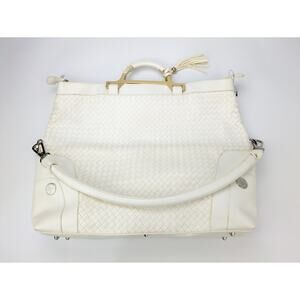 Joy Mangano Designer Luxe Drop Bag | White | NEW Tassel Woven